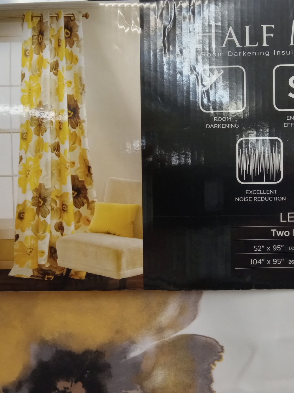 Yellow Floral Room-Darkening Curtain Panel - Unbranded